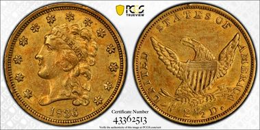 1836 $2.50 Script 8 AU53