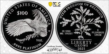 2021-W $100 Freedom of Religion PR70DCAM