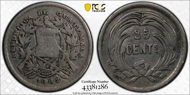 1882 25C Denom. within Wreath KM-206  Ag N1