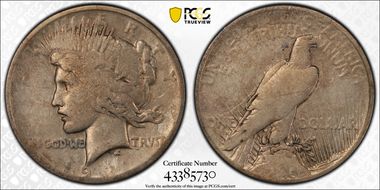 1921 $1 High Relief, Peace F12