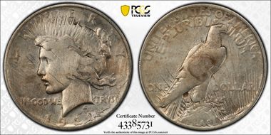 1921 $1 High Relief, Peace N1