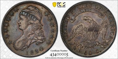 1820/19 50C Overton 101a Square Base 2 VF35