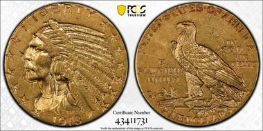 1913 $5 AU53