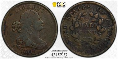 1804 1/2C C-6, Spiked Chin N1BN