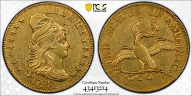 1798 $5 Small Eagle AU53