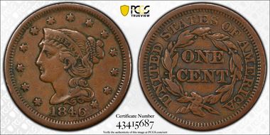 1846 1C Small Date VF35BN