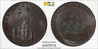 1795 Cent Talbot, Allum & Lee Lettered Edge MS63+ BN