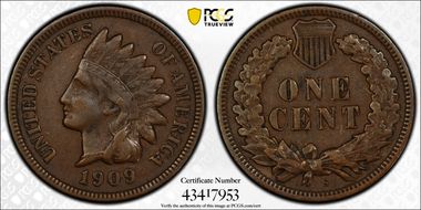 1909-S 1C Indian VF35BN