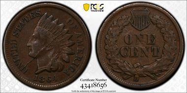 1864 1C Bronze XF45BN