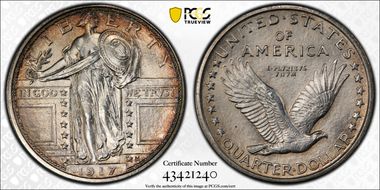 1917-D 25C Type 1 DDR FS-801 MS65FH