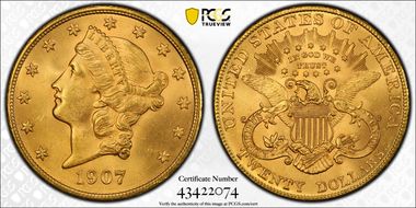 1907 $20 Liberty MS64+