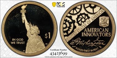 2018-S $1 American Innovation Series  Washington-Signed 1st Patent PR68DCAM
