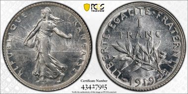 1919 1 Fr Gad-467 F-217 AU55