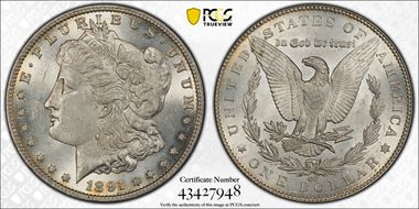 1891-CC $1 VAM 7, Spitting Eagle MS62