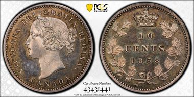 1858 10C Plain Edge SP64