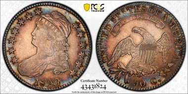 1823 50C Patched 3 AU58