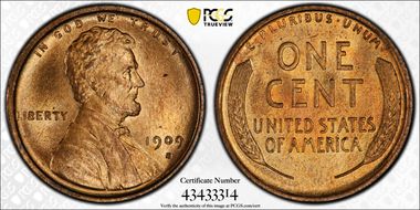 1909-S 1C Lincoln MS65RD