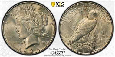1934-D $1 AU58