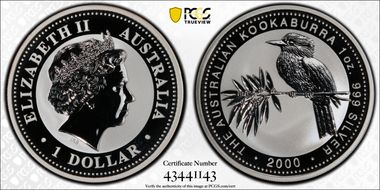 2000 (1999) $1 Kookaburra Ag MS70