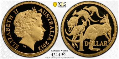 2012 $1 Kangaroo Au 0.5g Gold PR70DCAM