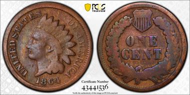 1864 1C Bronze N1BN