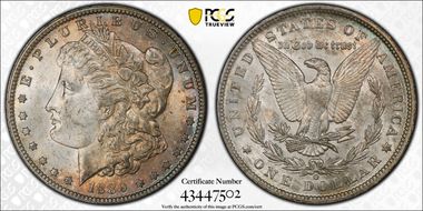 1889-O $1 VAM 1A Clashed E AU58