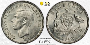 1943-D 6D KM-38  Ag MS65