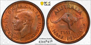 1951(p) 1/2D KM-42  w/ Dot MS64RB