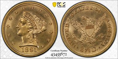 1891 $2.50 DDR, FS-801 MS64