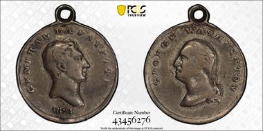 1824 AR Medal GW-112, Washington-Lafayette XF40