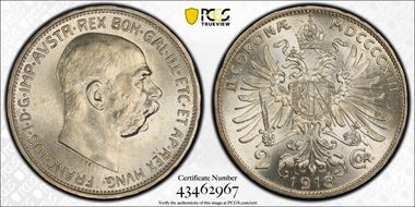 1913 2 Cor KM-2821  Ag MS64