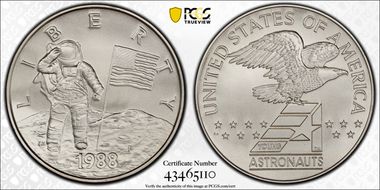 1988-P Medal D1988-2a Silver 76mm 12oz Young Astronauts MS69