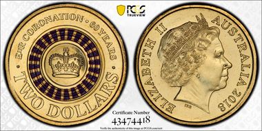 2018 $2 Queen's Coronation Colorized 30th Ann. $2 Coin MS67