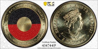 2021 $2 50th Ann Aboriginal Flag Colorized MS68