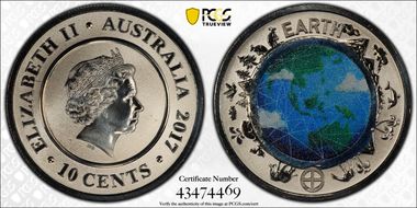 2017 10C Planetary Coins Earth Colorized MS70