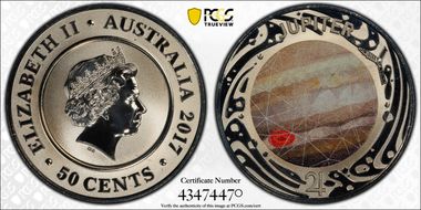 2017 50C Planetary Coins Jupiter Colorized MS69