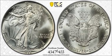 1986 $1 Silver Eagle MS68