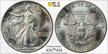 1986 $1 Silver Eagle MS69