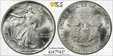 1986 $1 Silver Eagle MS68