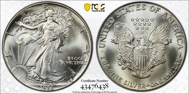 1986 $1 Silver Eagle MS68