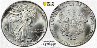 1986 $1 Silver Eagle MS68