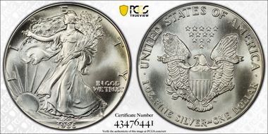 1986 $1 Silver Eagle MS68