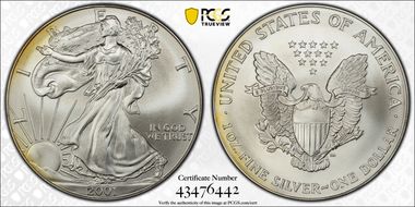 2001 $1 Silver Eagle MS68