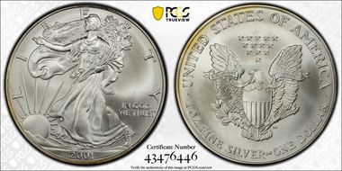 2001 $1 Silver Eagle MS69