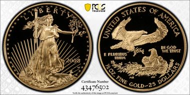 2008-W $25 Gold Eagle PR70DCAM