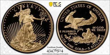 2008-W $5 Gold Eagle PR69DCAM