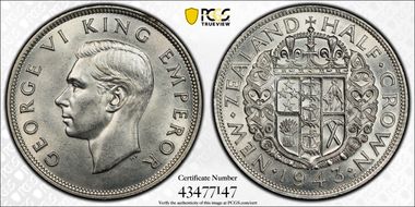 1943 1/2 Cr KM-11  Ag MS63