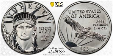 1999 $25 Statue of Liberty MS69