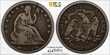 1874-S 50C WB-3 Arrows Minute S VG10