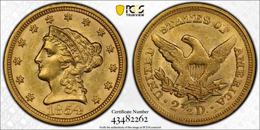 1854 $2.50 MS61